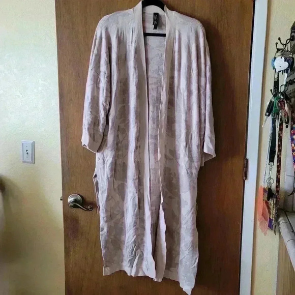 marla wynne Beige Ivory Long Open Front Cardigan Women's Size Large - Picture 2 of 12